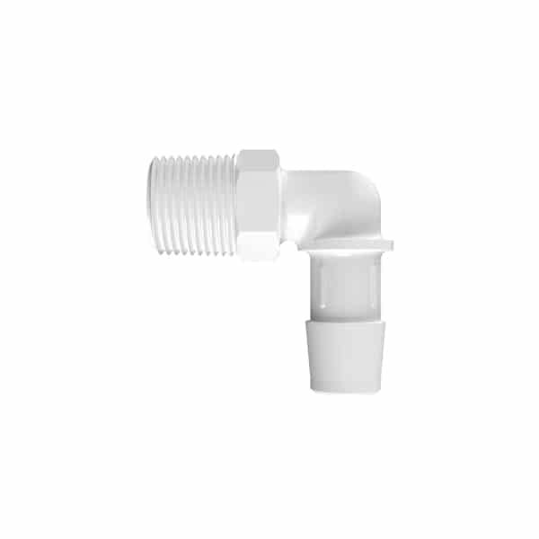 1/2" Tube ID x 3/8" NPT Natural Polypropylene Elbow