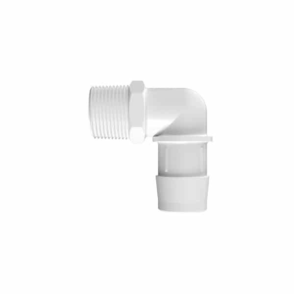 1" Tube ID x 3/4" NPT Natural Polypropylene Elbow