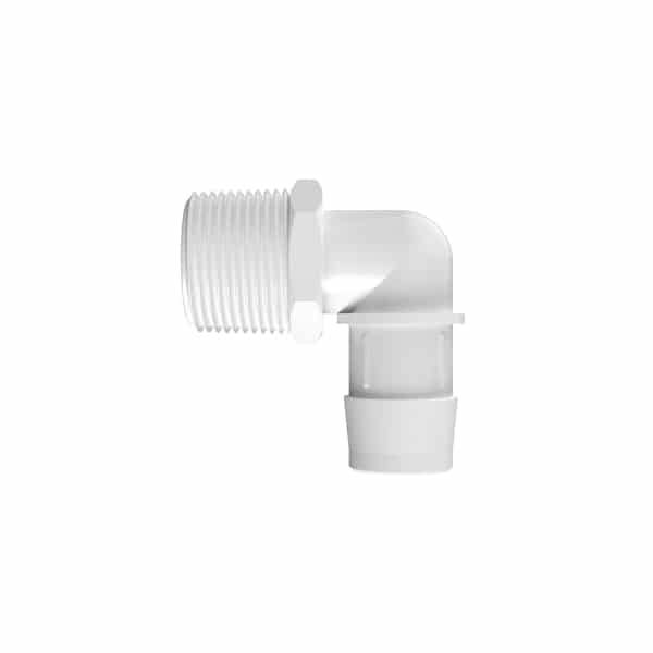 1" Tube ID x 1" NPT Natural Polypropylene Elbow