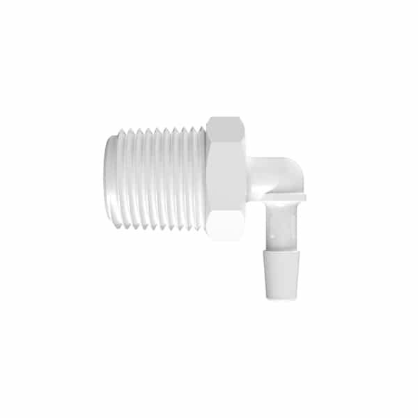 1/4" Tube ID x 1/2" NPT Natural Kynar® Elbow