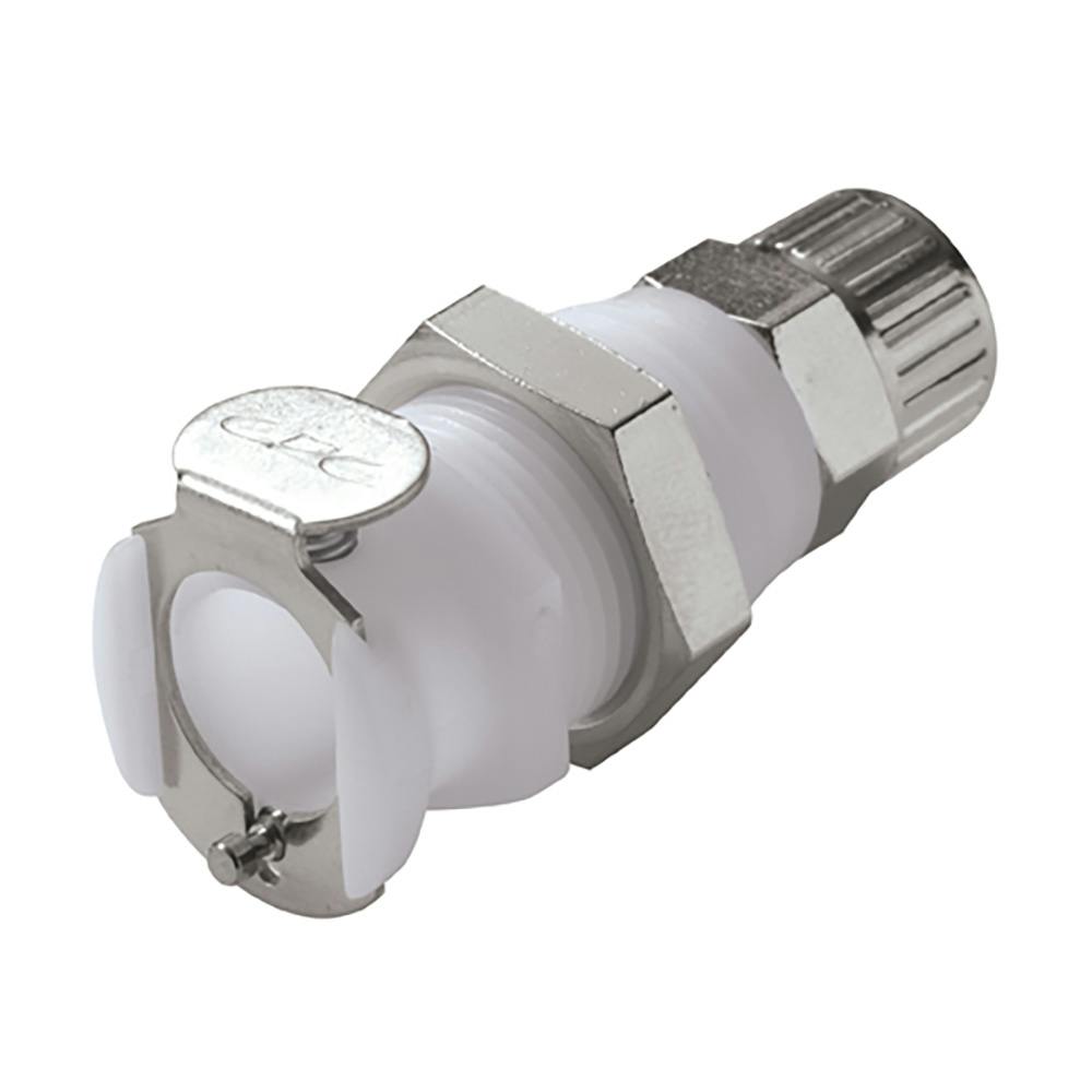3/8" Ferruleless PTF PLC Series Acetal Panel Mount Body - Straight Thru (Insert Sold Separately)