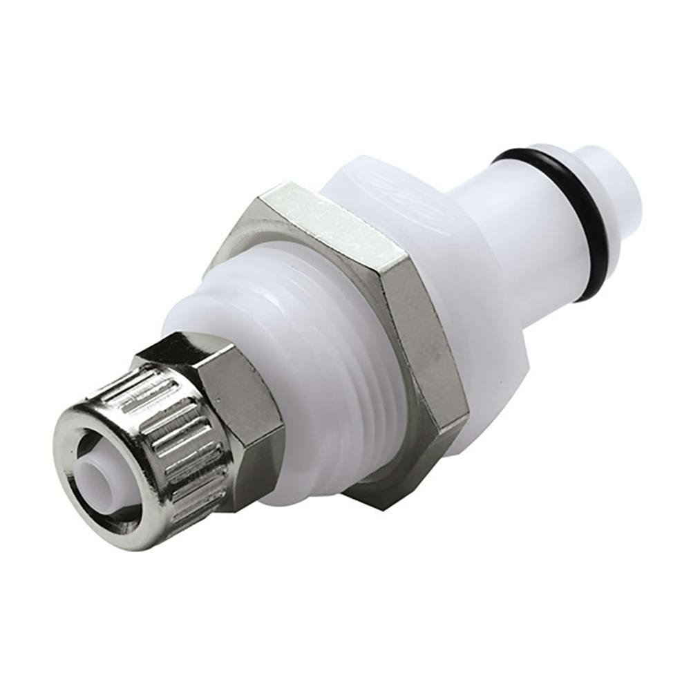 1/4" Ferruleless PTF PLC Series Acetal Panel Mount Insert - Straight Thru (Body Sold Separately)