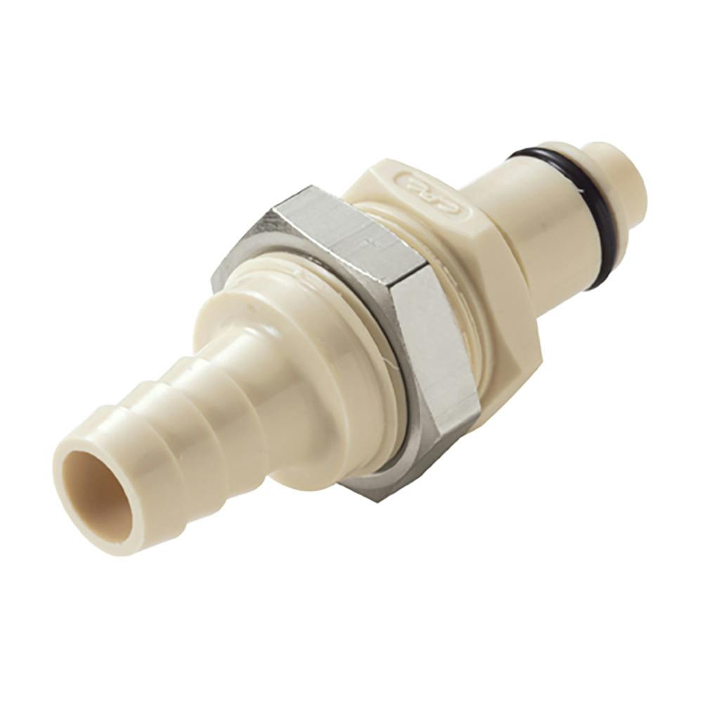 3/8" Hose Barb PLC Series Polypropylene Panel Mount Insert - Straight Thru (Body Sold Separately)