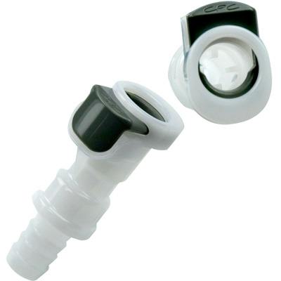 1/4" In-line Hose Barb APC Series Acetal Coupling Body w/Shroud - Straight Thru (Insert Sold Separately)
