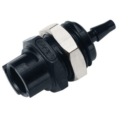 3mm Hose Barb SMC Series Subminiature Black Acetal Metric Panel Mount Coupling Body - Shutoff (Insert Sold Separately)