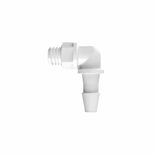 1/8" Tube ID x 10-32 UNF Thread Natural Polypropylene Elbow