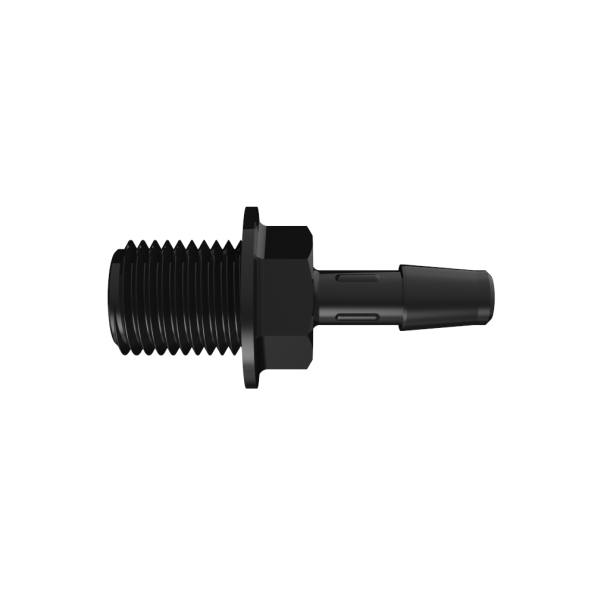 1/4" Tube ID x 1/4" NPSM Black Nylon Panel Mount Adapter