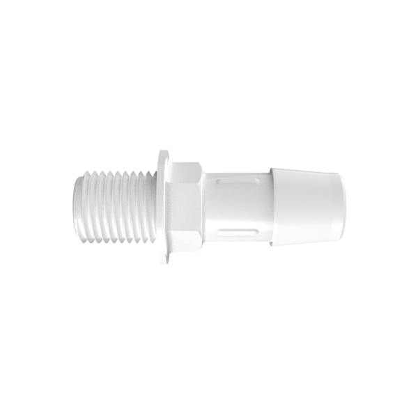 1/2" Tube ID x 1/4" NPSM Natural Kynar® PVDF Panel Mount Adapter