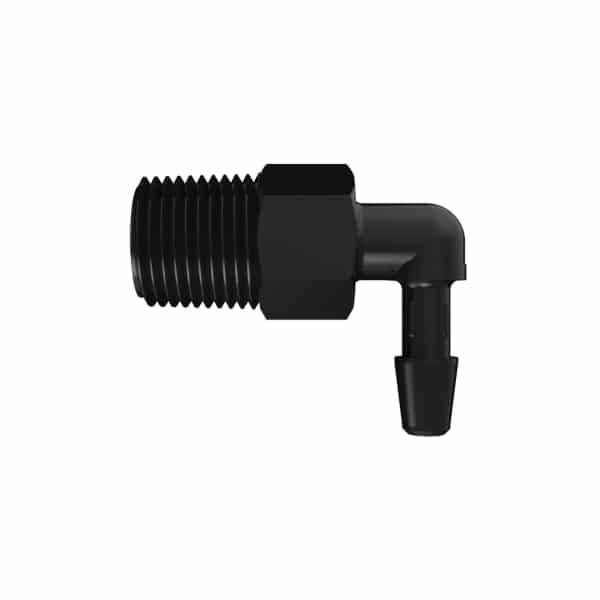 5/32" Tube ID x 1/8" NPT Black Nylon Elbow