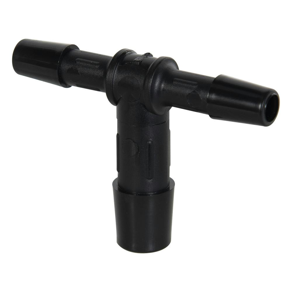 1/4" x 1/4" x 3/8" Tube ID Black Nylon Reducing Tee
