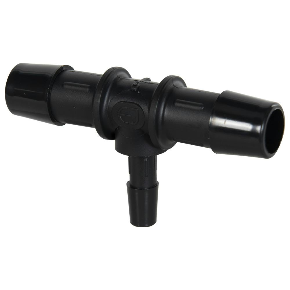 1/2" x 1/2" x 1/4" Tube ID Black Nylon Reducing Tee