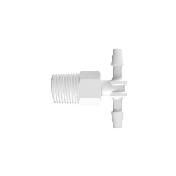 1/8" Tube ID x 1/8" NPT Natural Kynar® PVDF Threaded Tee