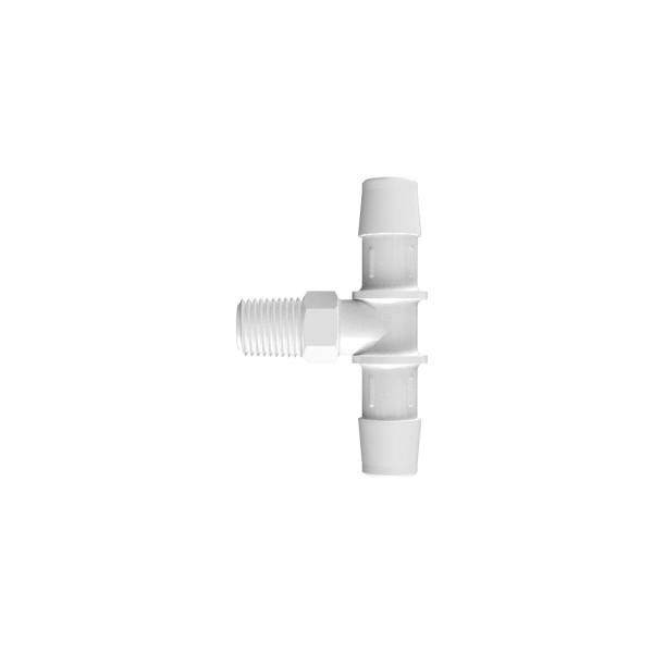 1/2" Tube ID x 1/4" NPT Natural Kynar® PVDF Threaded Tee