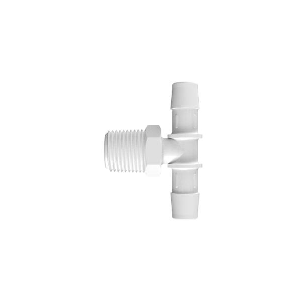 1/2" Tube ID x 1/2" NPT Natural Kynar® PVDF Threaded Tee
