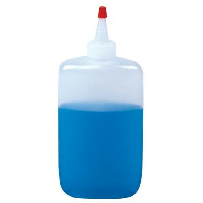 8 oz. Natural LDPE Oval Bottle with 24/410 Natural Yorker Dispensing Cap with Regular Red Tip