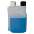 8 oz. Natural HDPE Bettix Bottle with 1/4 & 1/2 oz. Dispensing Chambers & (1 each) 24/410 Black & White Ribbed Caps with F217 Liner