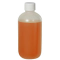 8 oz. Natural LDPE Boston Round Bottle with 24/410 White Ribbed Cap with F217 Liner