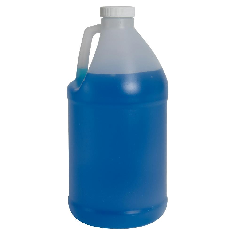 1/2 Gallon Natural HDPE Round Jug with 38/400 White Ribbed Cap with F217 Liner