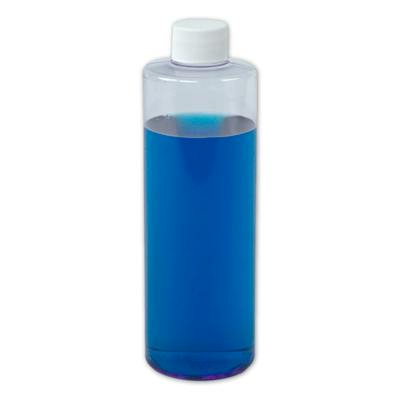 32 oz. Clear PVC Cylindrical Bottle with 28/410 White Ribbed Cap with F217 Liner