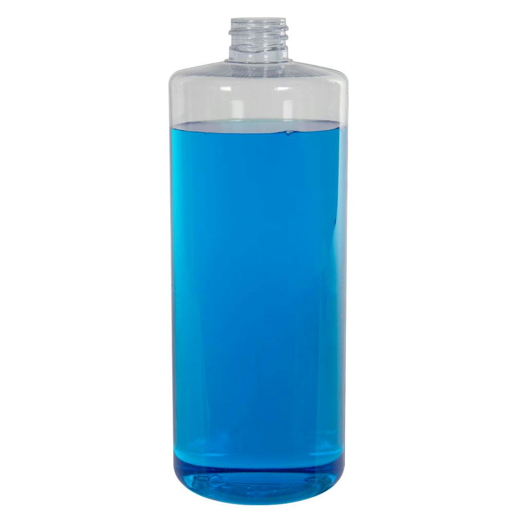 32 oz. Clear PVC Cylindrical Bottle with 28/410 Neck (Cap Sold Separately)