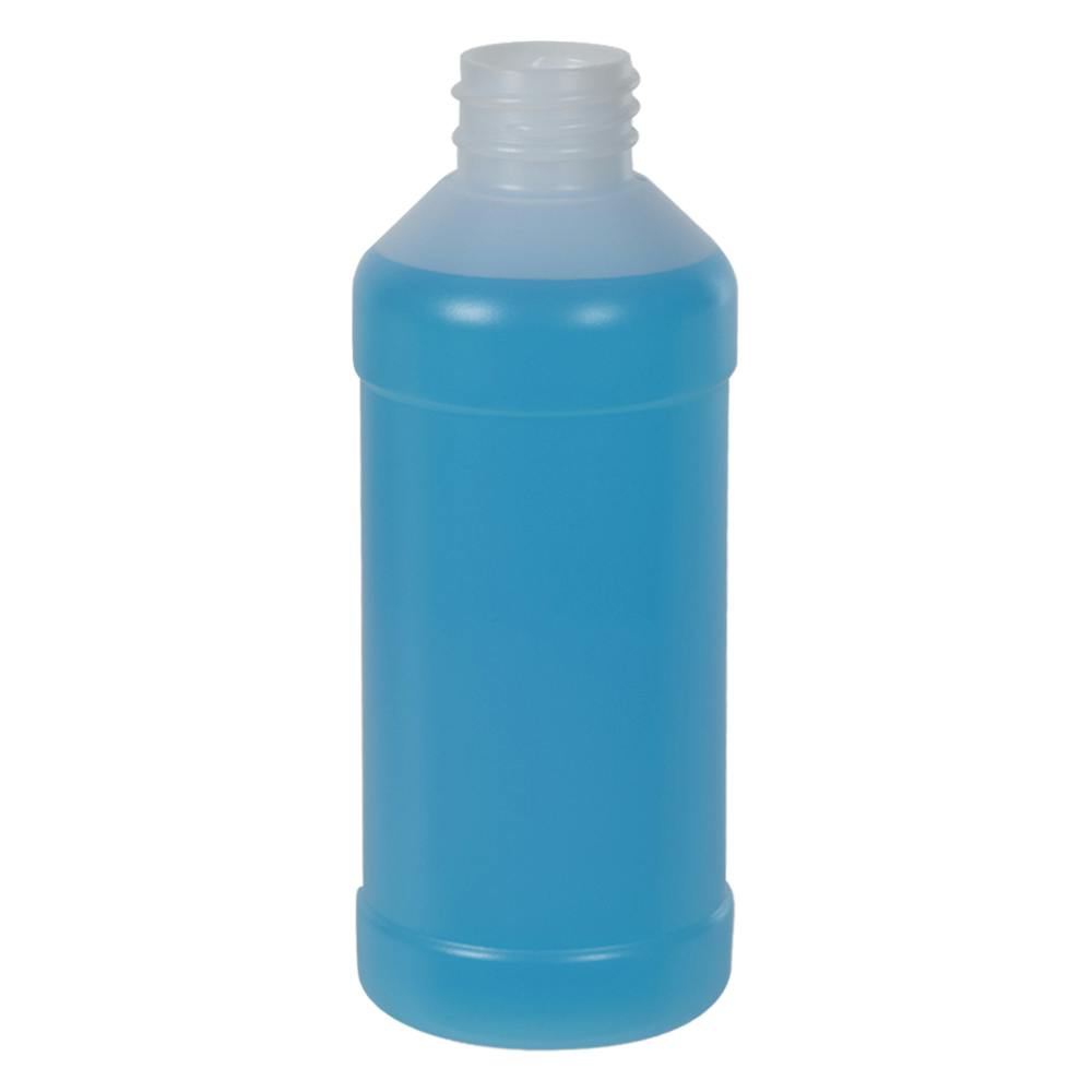 8 oz. Natural HDPE Modern Round Bottle with 28/410 Neck (Cap Sold Separately)