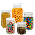 64 oz. Clear PET Round Jar with Label Panel & 110/400 White Ribbed Cap with F217 Liner