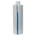 16 oz. White HDPE Cylindrical Easy-View Stripe Bottle with 24/410 White Ribbed Cap with F217 Liner