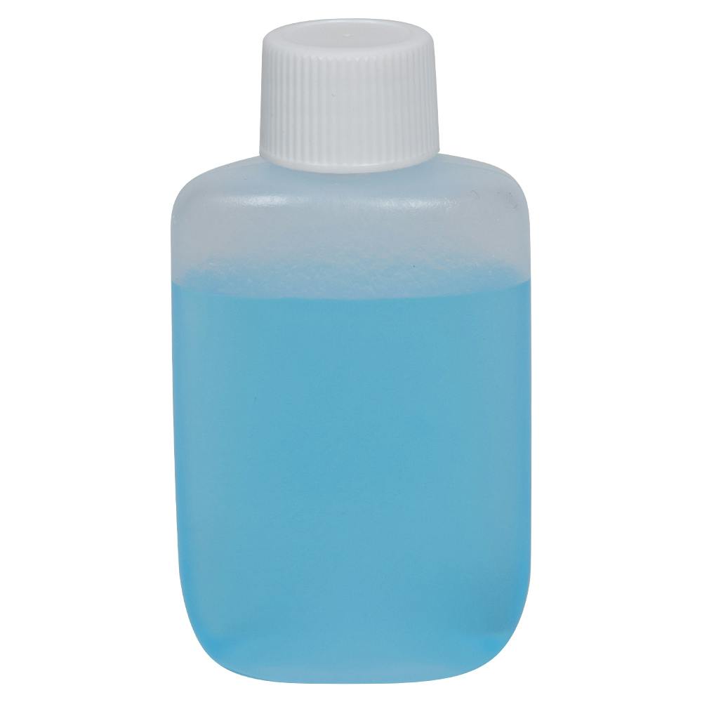 1-1/4 oz. Natural LDPE Oval Bottle with 18/410 White Ribbed Cap with F217 Liner