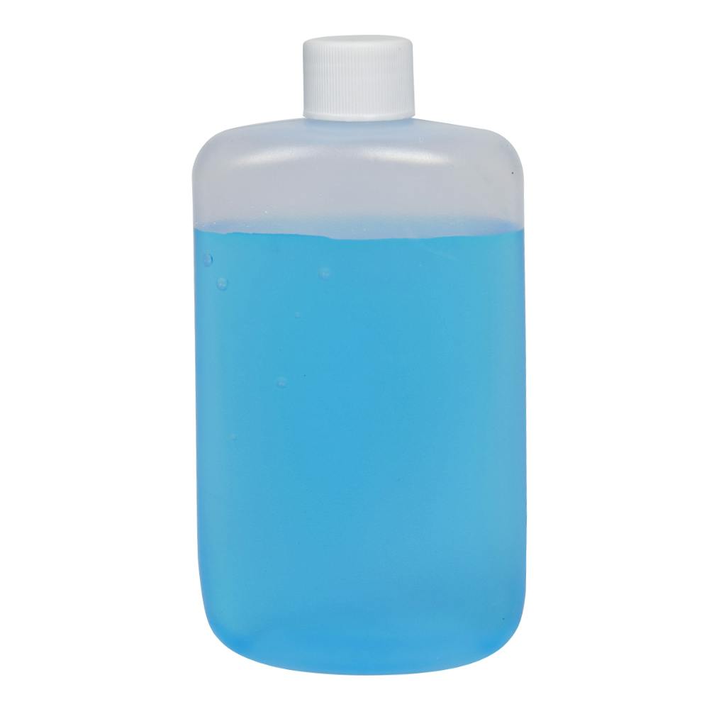 8 oz. Natural LDPE Oval Bottle with 24/410 White Ribbed Cap with F217 Liner
