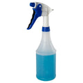 24 oz. Natural HDPE Spray Bottle with 28/400 Blue & White Polypropylene Sprayer
