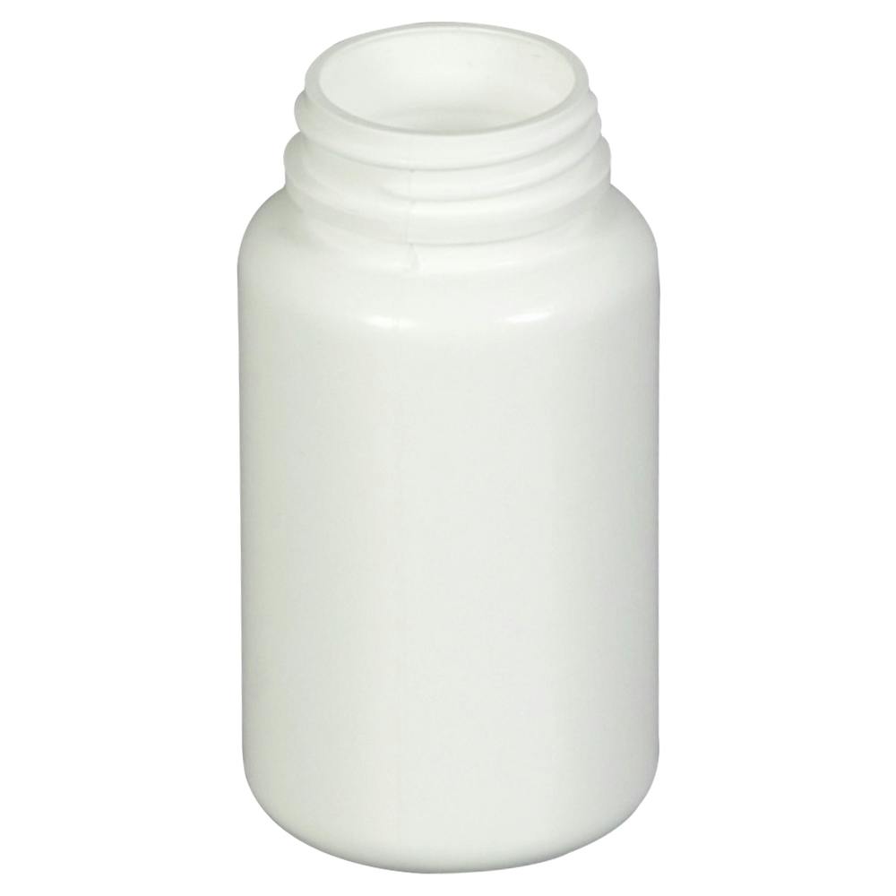 4 oz. (120cc) White HDPE Wide Mouth Packer Bottle with 38/400 Neck (Cap & Band Sold Separately)