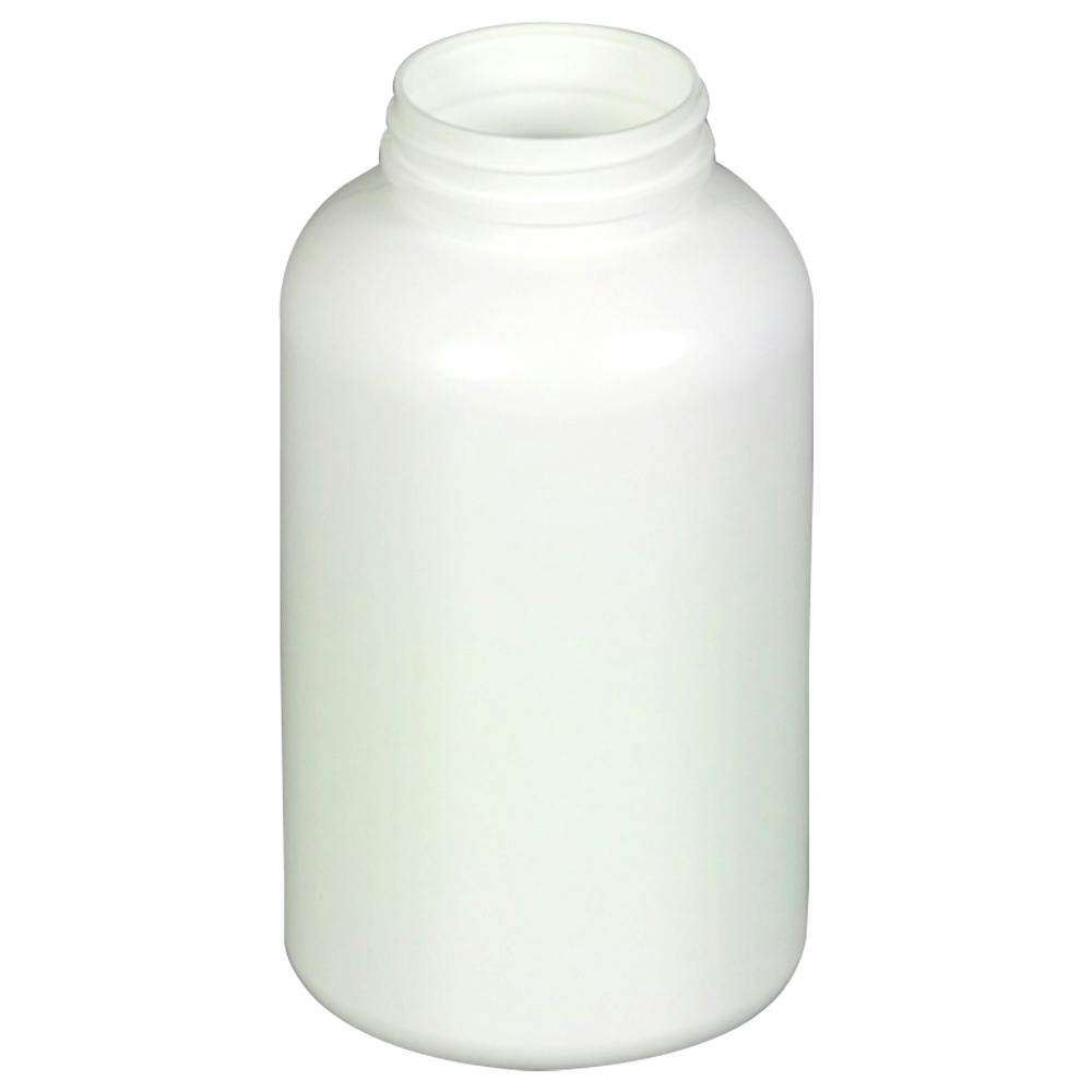 25 oz. (750cc) White HDPE Wide Mouth Packer Bottle with 53/400 Neck (Cap & Band Sold Separately)