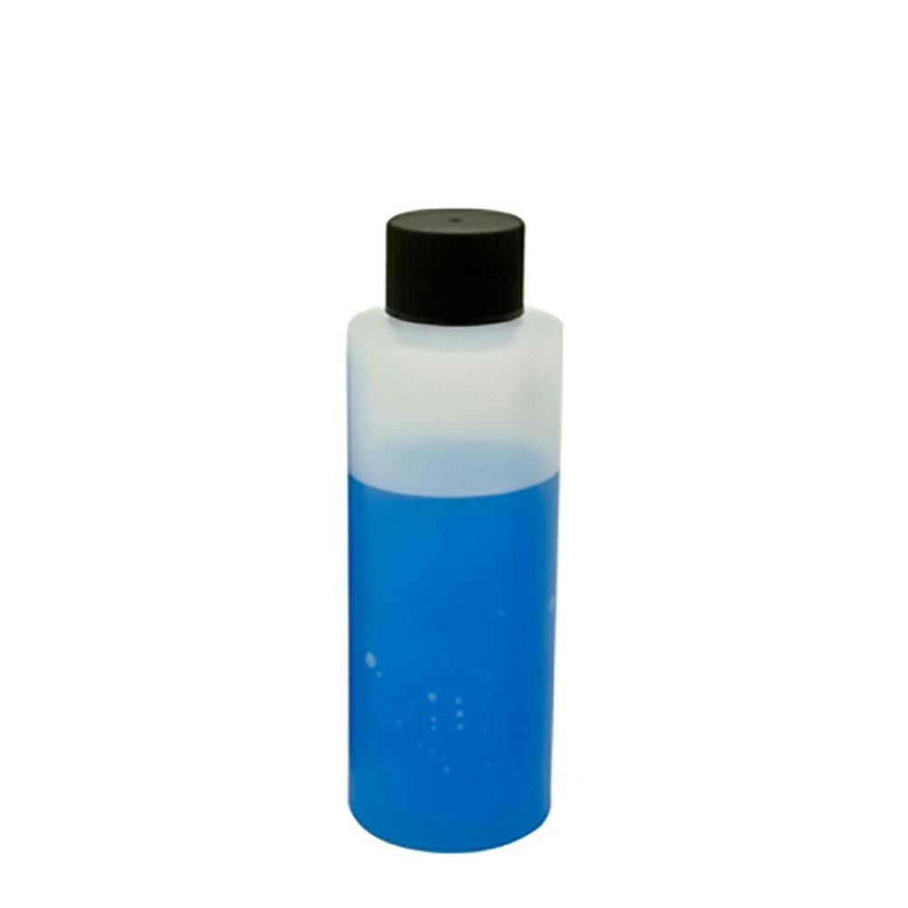 4 oz. HDPE Cylinder Bottle with 24mm Black Ribbed Cap with F217 Liner