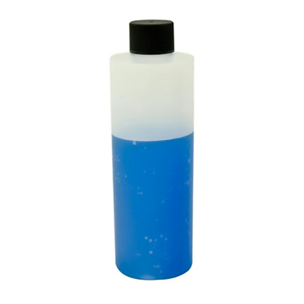 8 oz. HDPE Cylinder Bottle with 24mm Black Ribbed Cap with F217 Liner