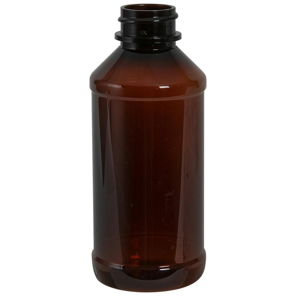 4 oz. Amber PET Modern Round Bottle with 24/400 Neck (Cap Sold Separately)