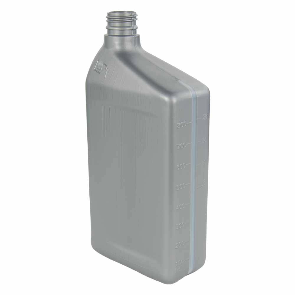 32 oz. Silver HDPE Oil Bottle with 28mm PCO Neck (Cap Sold Separately)