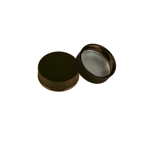 28/400 Black Polypropylene Cap with Heat Induction Liner for HDPE Containers