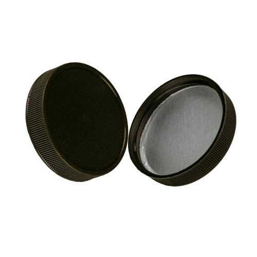 63/400 Black Polypropylene Cap with Heat Induction Liner for HDPE Containers