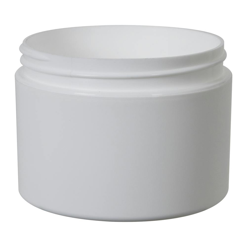 8 oz. White Frosted Polypropylene Straight-Sided Double-Walled Round Jar with 89/400 Neck (Cap Sold Separately)