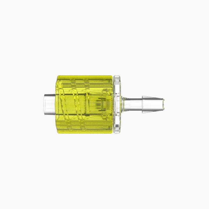 3/32" Hose Barb Male Stationary Lock & Nut Assemblies - Yellow