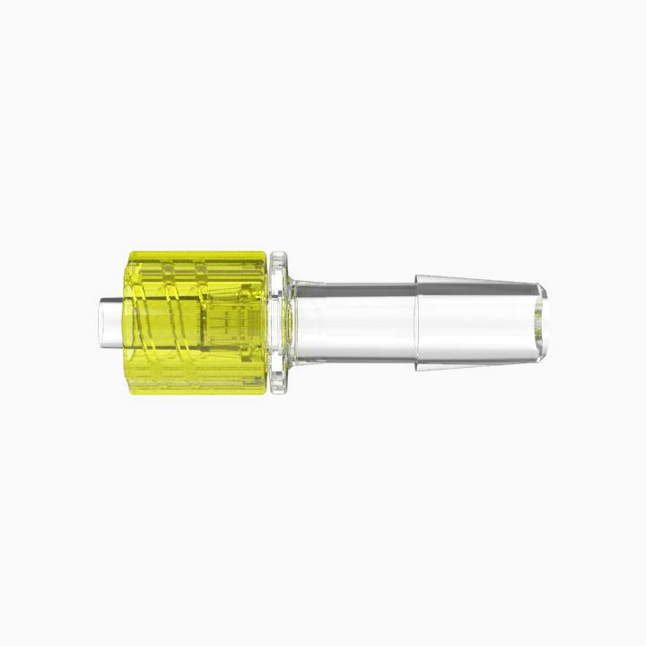 1/4" Hose Barb Male Stationary Lock & Nut Assemblies - Yellow