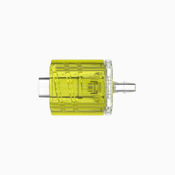 1/16" Hose Barb Male Rotating Lock & Nut Assemblies - Yellow