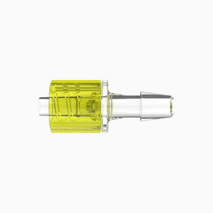 3/16" Hose Barb Male Rotating Lock & Nut Assemblies - Yellow