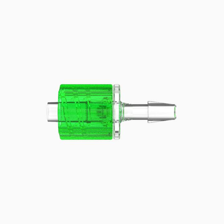 1/8" Hose Barb Male Rotating Lock & Nut Assemblies - Lime