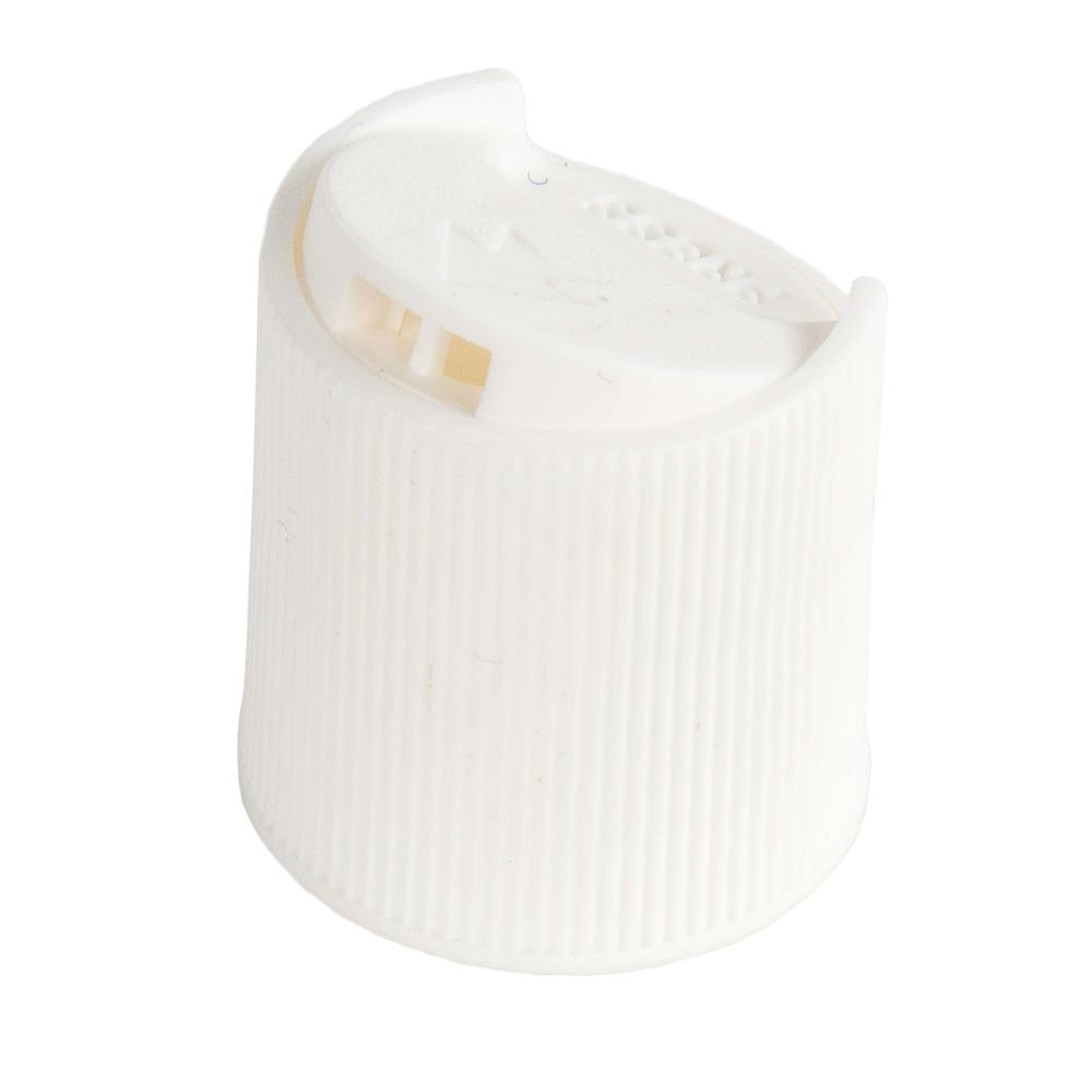 20/410 White Polypropylene Ribbed Disc-Top Cap with 0.270" Orifice