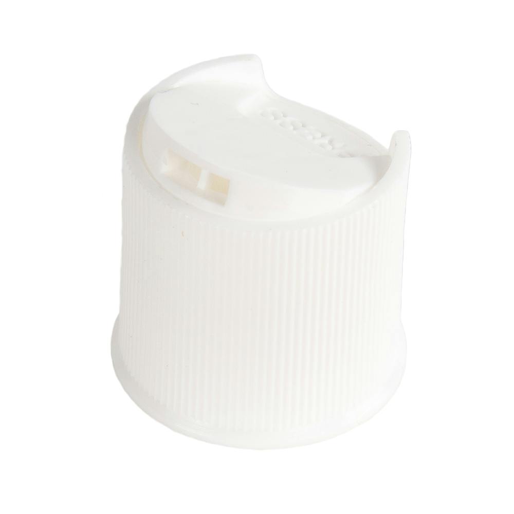 24/410 White Polypropylene Ribbed Disc-Top Dispensing Cap with 0.312" Orifice
