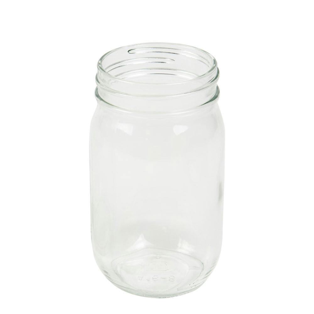 16 oz. Glass Round Canning Jar with 70G-450 Neck - Case of 12 (Cap Sold Separately)