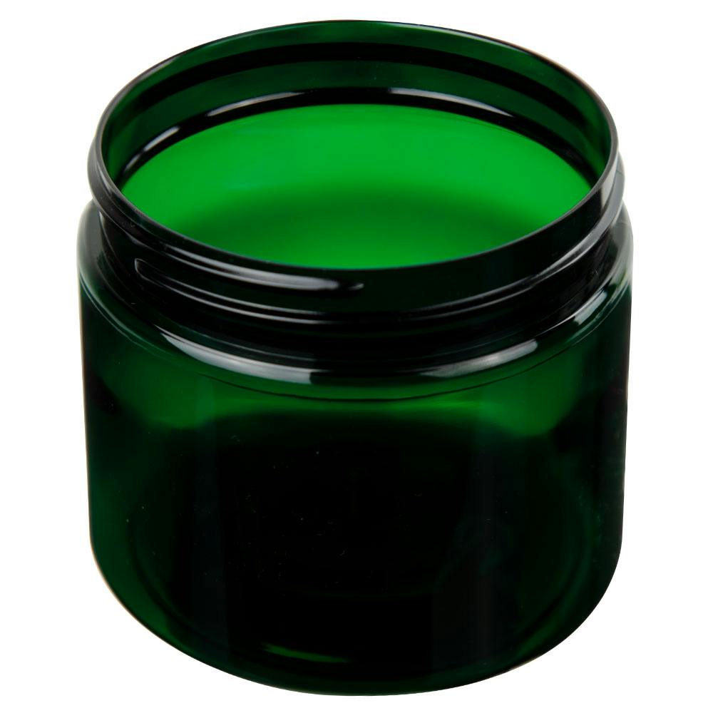 16 oz. Dark Green PET Straight-Sided Round Jar with 89/400 Neck (Cap Sold Separately)