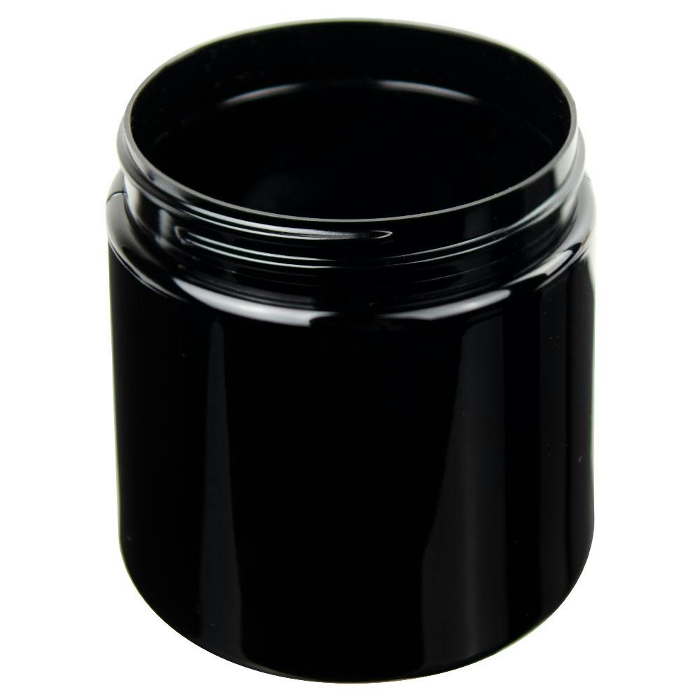 16 oz. Black PET Straight-Sided Round Jar with 89/400 Neck (Cap Sold Separately)