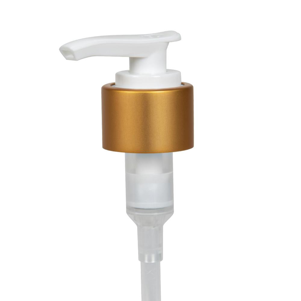 24/410 Brushed Gold/White Smooth Lotion Pump with 6-1/16" Dip Tube